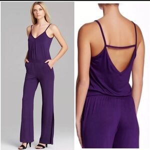 Trina Turk Adrianna Wide Leg Jumpsuit Size XL In Purple Pockets Sleeveless